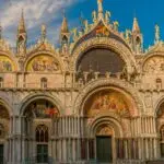 St. Mark's Basilica ornate facade, Venice, Italy.