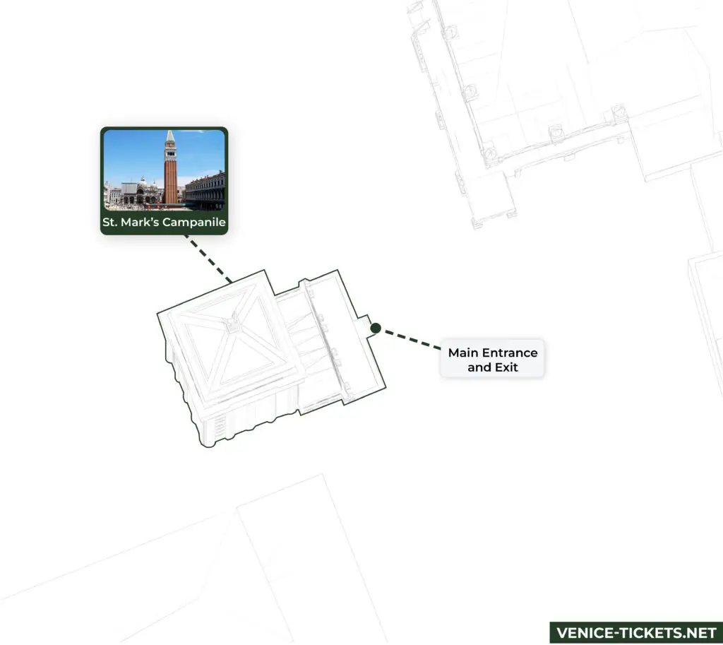 Map showing St. Mark's Campanile entrance.
